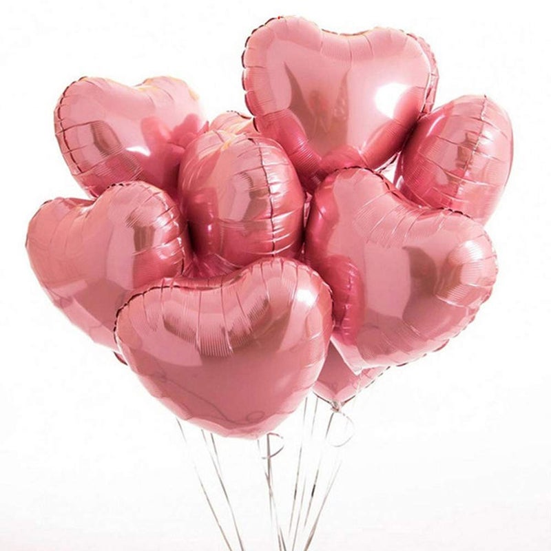 Finypa 25pcs Heart Shape Foil Mylar Balloons Pink 18" for Birthday Party Decorations, Wedding Decor, Engagement Party, Holiday, Baby Show - Image 1